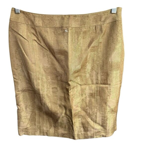Kay Unger Skirt Size 10 Beige Metallic Pencil Straight Knee Length Career NWOT - Picture 1 of 9